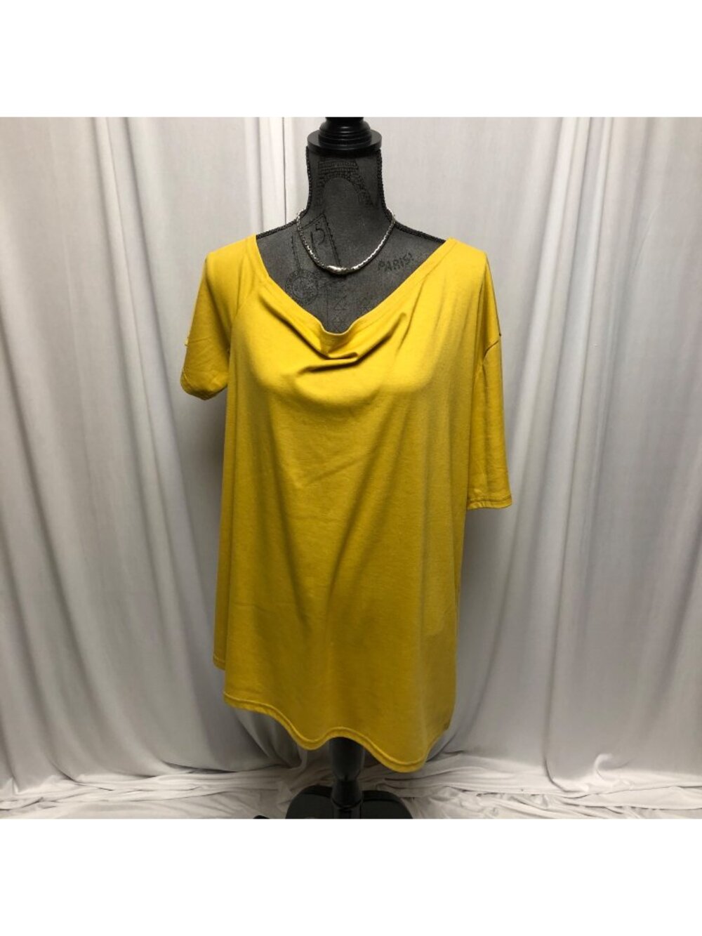 Crazy Train Tunic Womens Size 3XL Mustard Yellow Short Sleeve Asymmetrical NEW